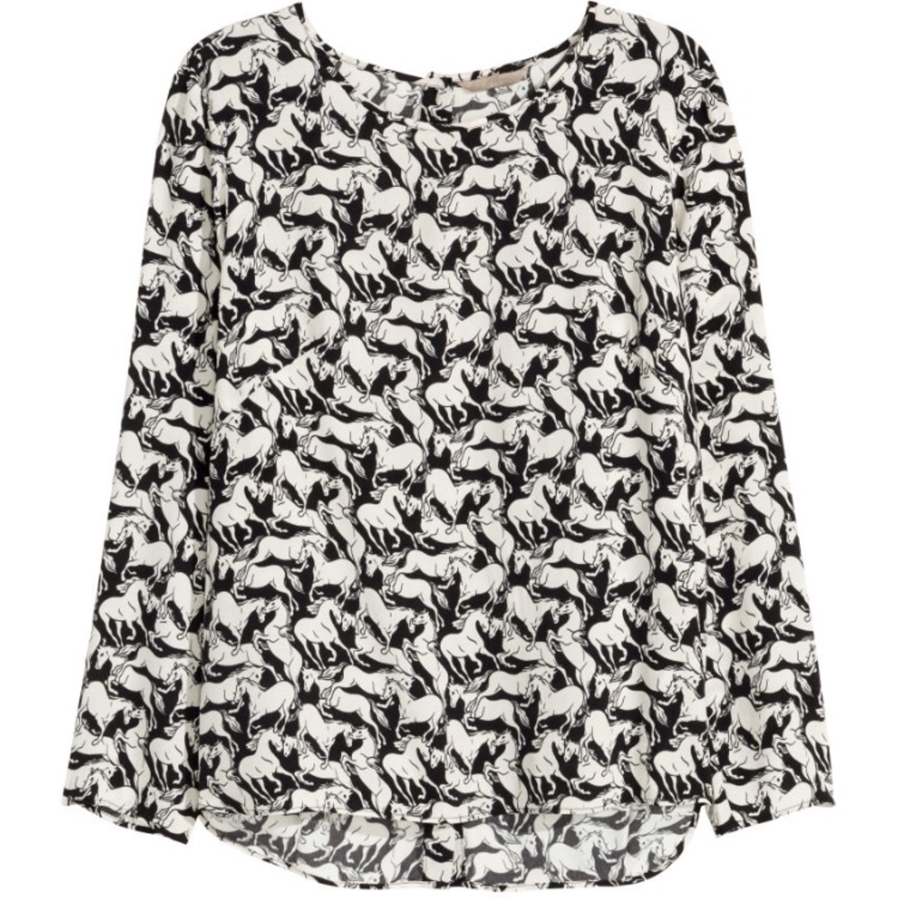 H&M patterned blouse black/horses